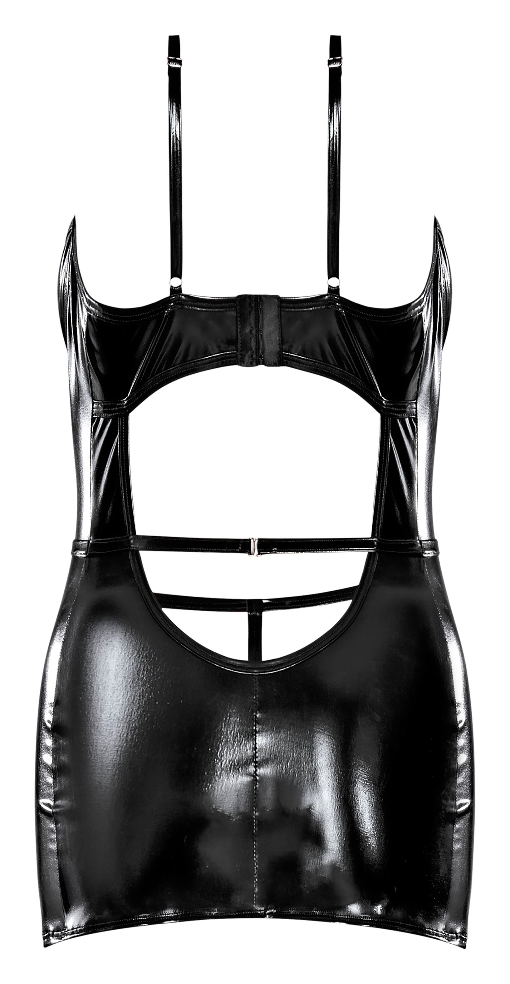 Liquid Onyx Cutout Mini Dress & G-Set – Black, L/XL