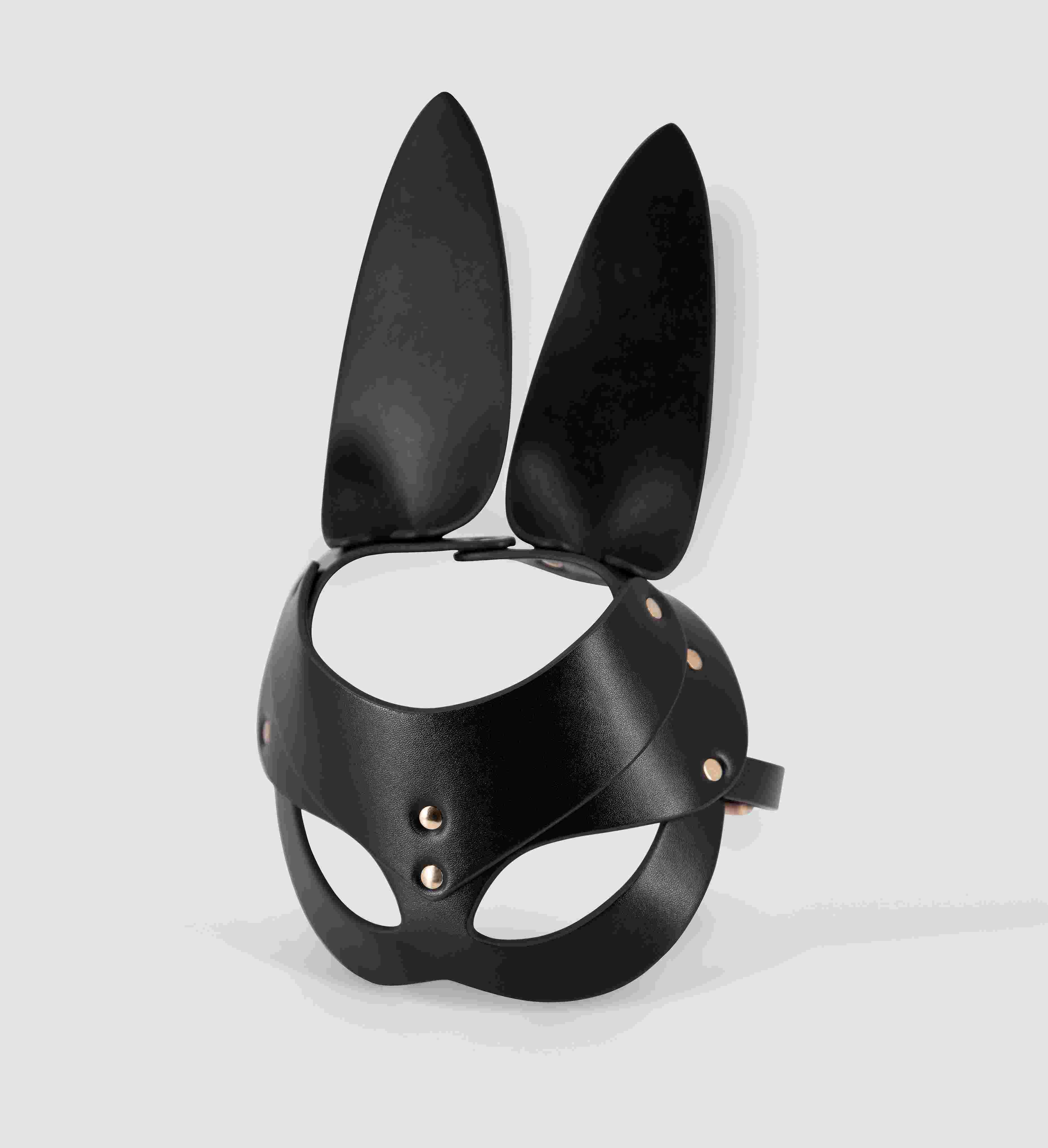 PU LEATHER BUNNY MASK BLACK OS