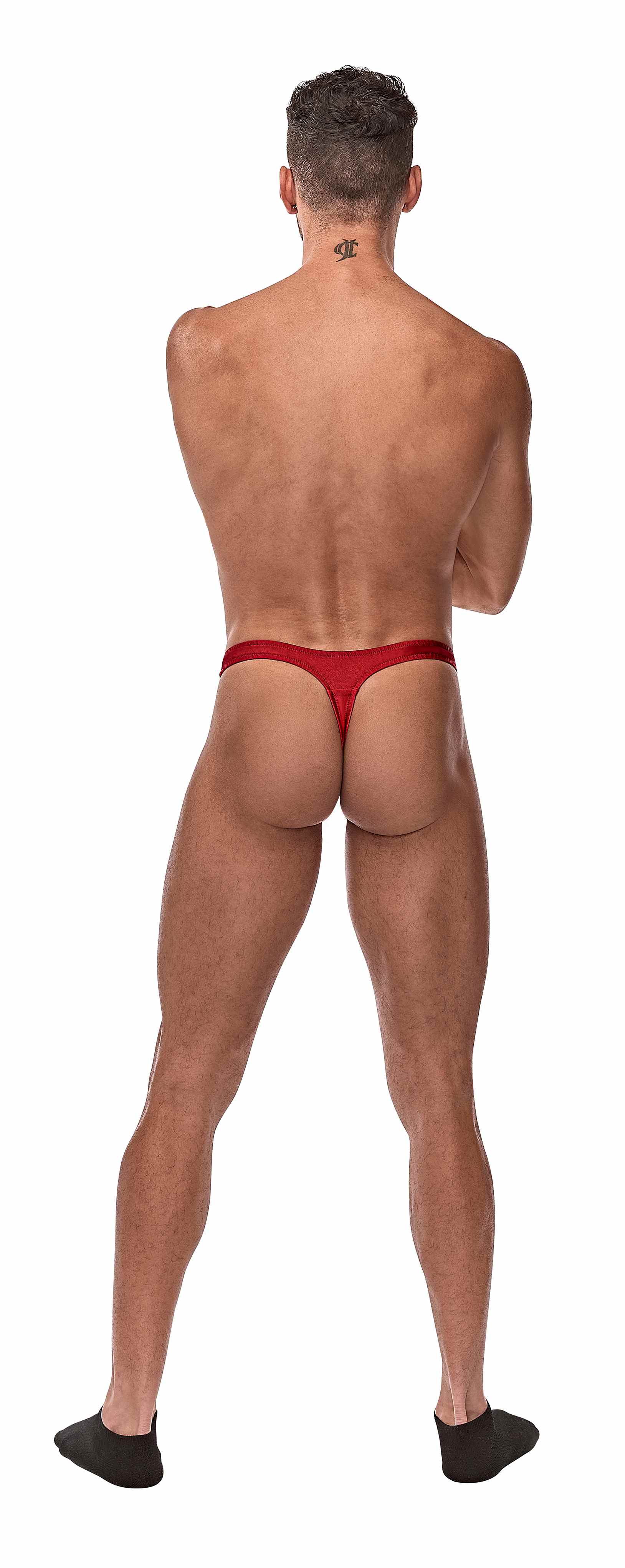 NYLON/SPANDEX PULL TAB THONG RED O/S