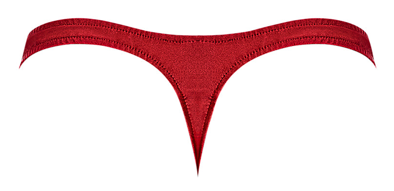 NYLON/SPANDEX PULL TAB THONG RED O/S