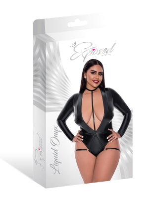 Liquid Onyx Teddy With Harness Caging – Black, 2XL