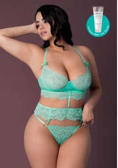 Caribbean Crush Longline Bra & Panty – Aqua, 2XL