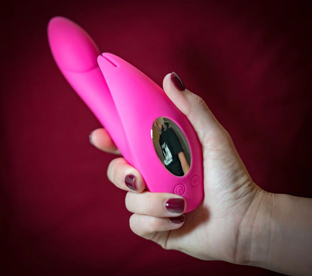 LEAH RECHARGEABLE SILICONE RABBIT MASSAGER NEON PINK