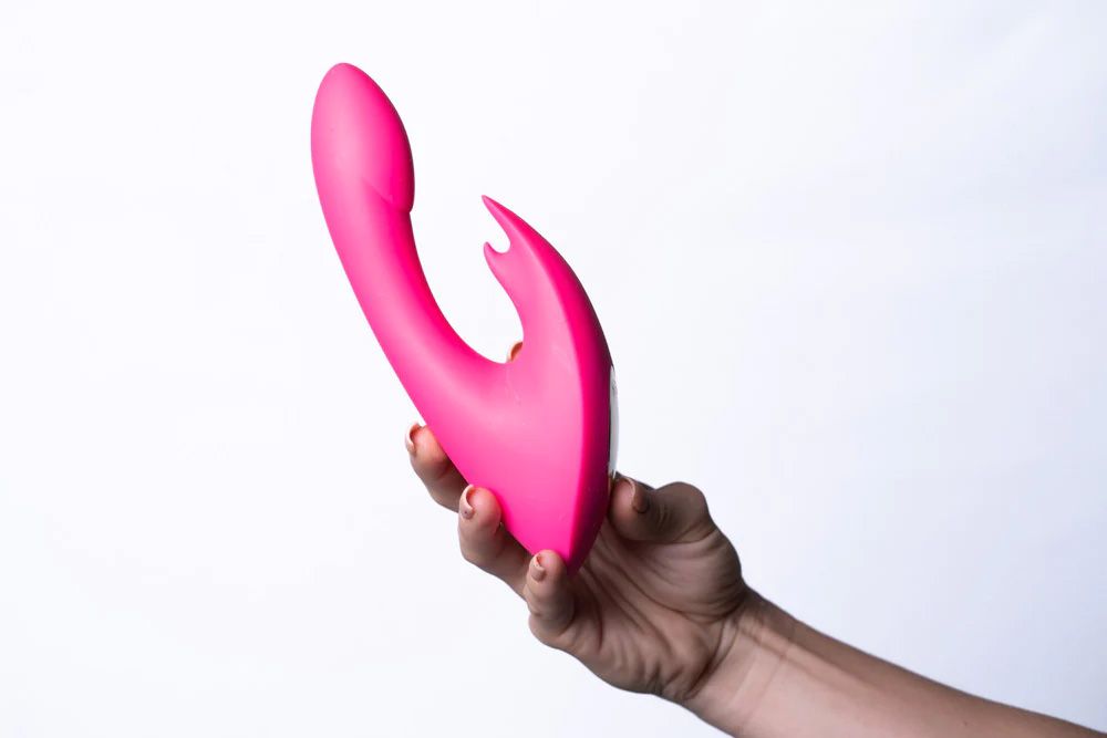 LEAH RECHARGEABLE SILICONE RABBIT MASSAGER NEON PINK