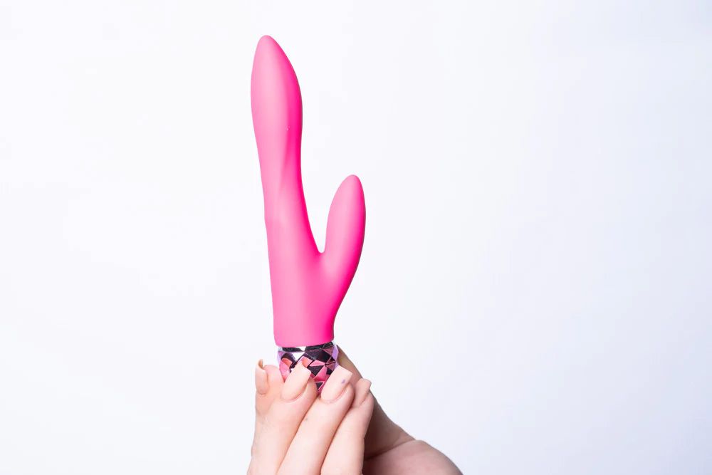 VICTORIA RECHARGEABLE SILICONE DUAL VIBE NEON PINK