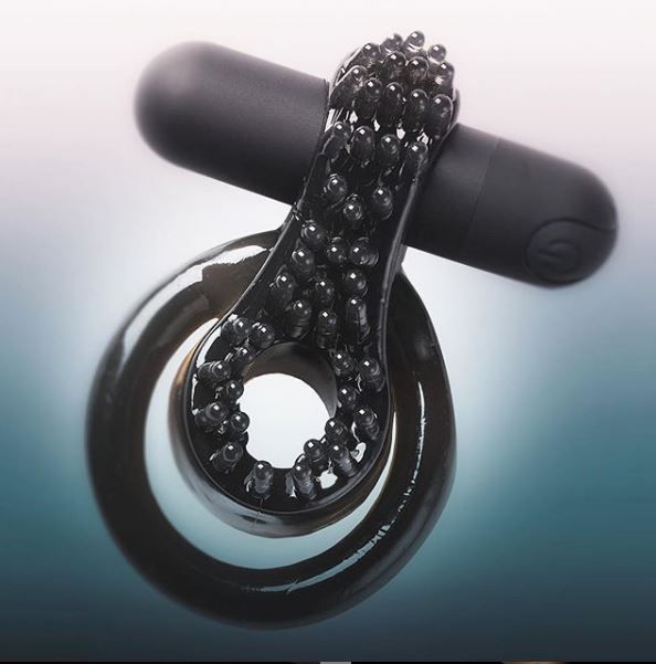 JAGGER RECHARGEABLE VIBRATING COCK RING BLACK SLEEVE