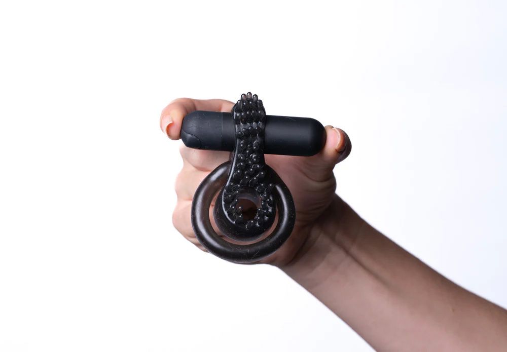 JAGGER RECHARGEABLE VIBRATING COCK RING BLACK SLEEVE