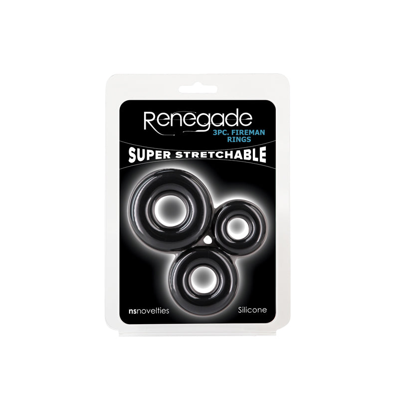 RENEGADE 3PC FIREMAN RINGS BLACK