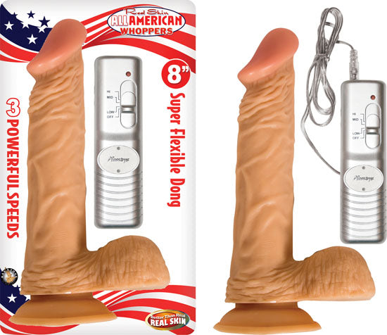 All American Whopper with Balls Vibrating 8" – Flesh