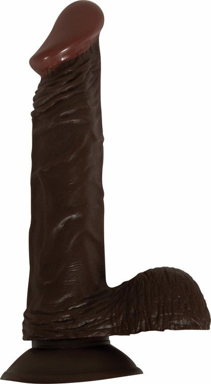 AFRO AMERICAN WHOPPER W/BALLS VIBRATING 8IN BROWN