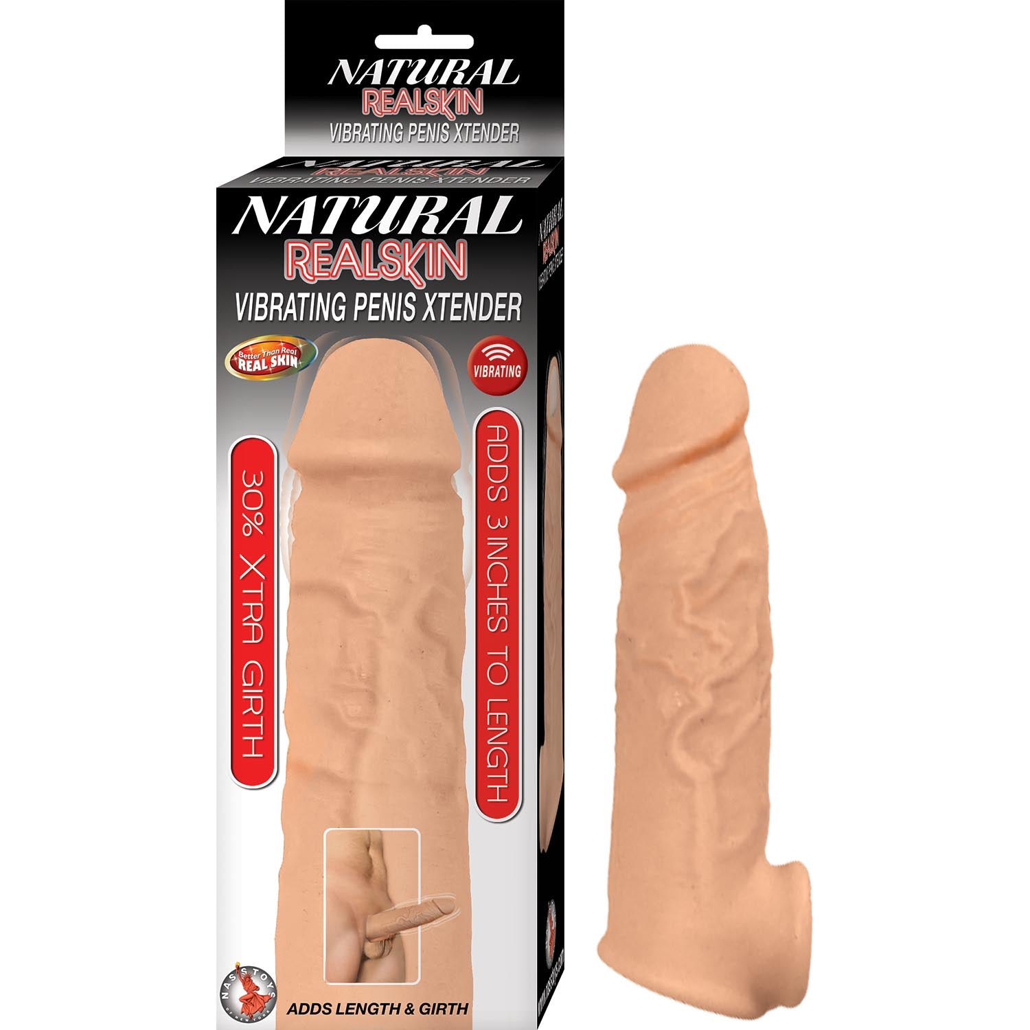 Natural RealSkin Vibrating Penis Xtender – White