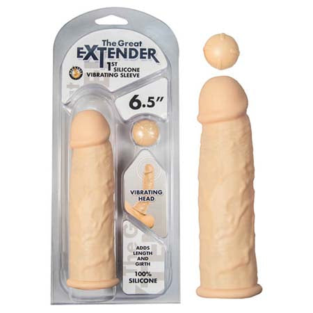 The Great Extender 1st Silicone Vibrating Sleeve 6.5" – Flesh