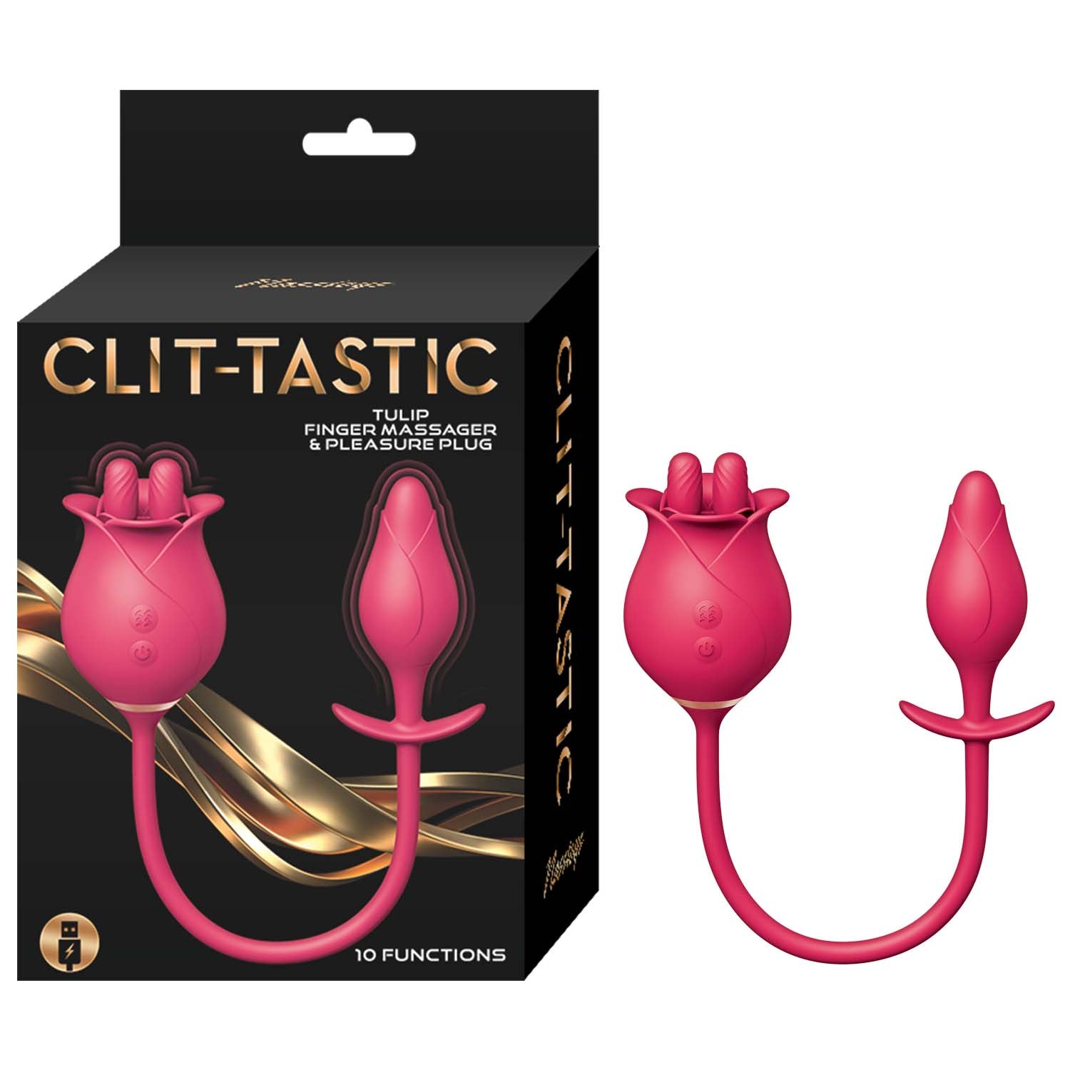 Clit-Tastic Tulip Finger Massager & Plug – Red