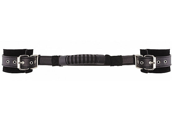 ADJUSTABLE LEATHER HANDCUFFS BLACK