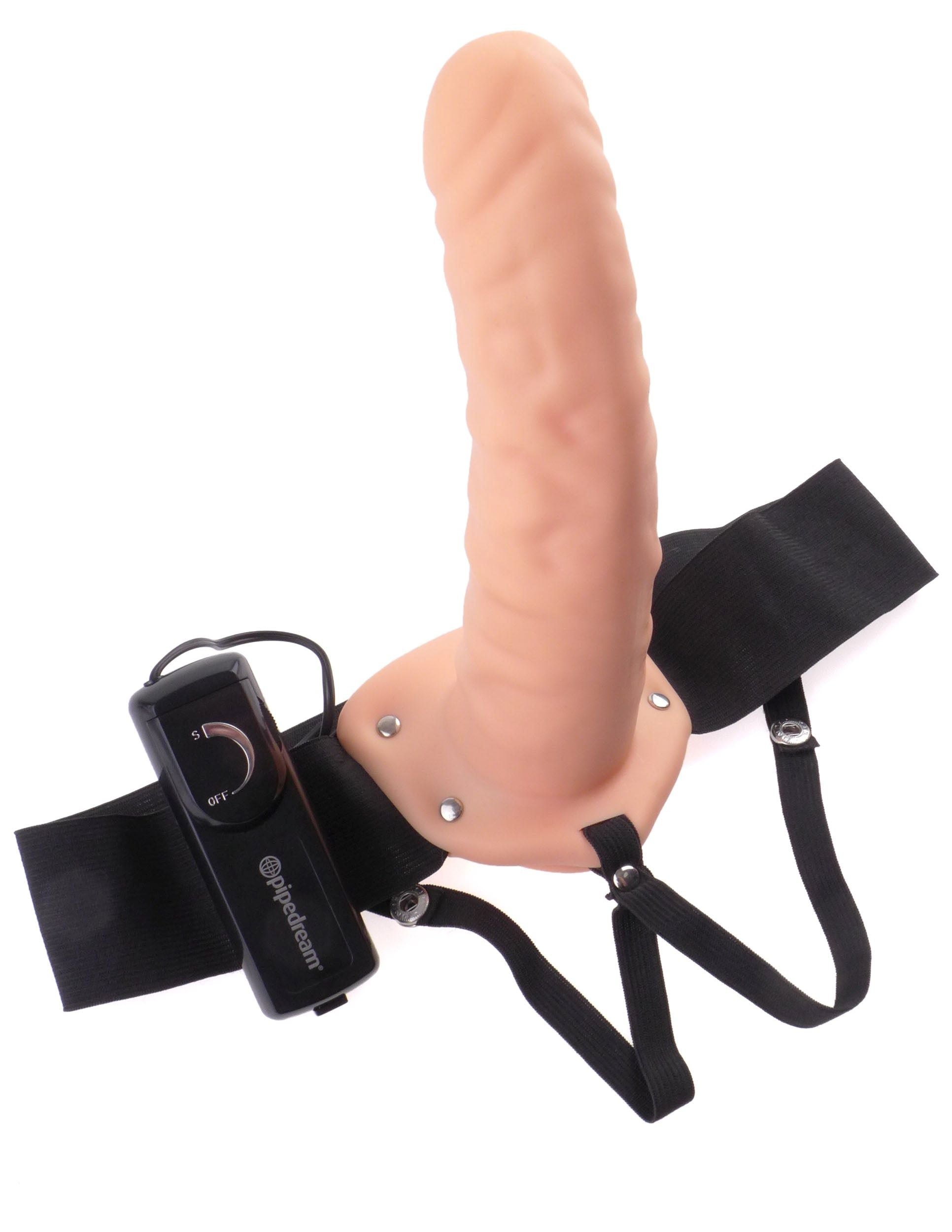 FETISH FANTASY 8IN HOLLOW STRAP ON FLESH VIBRATING