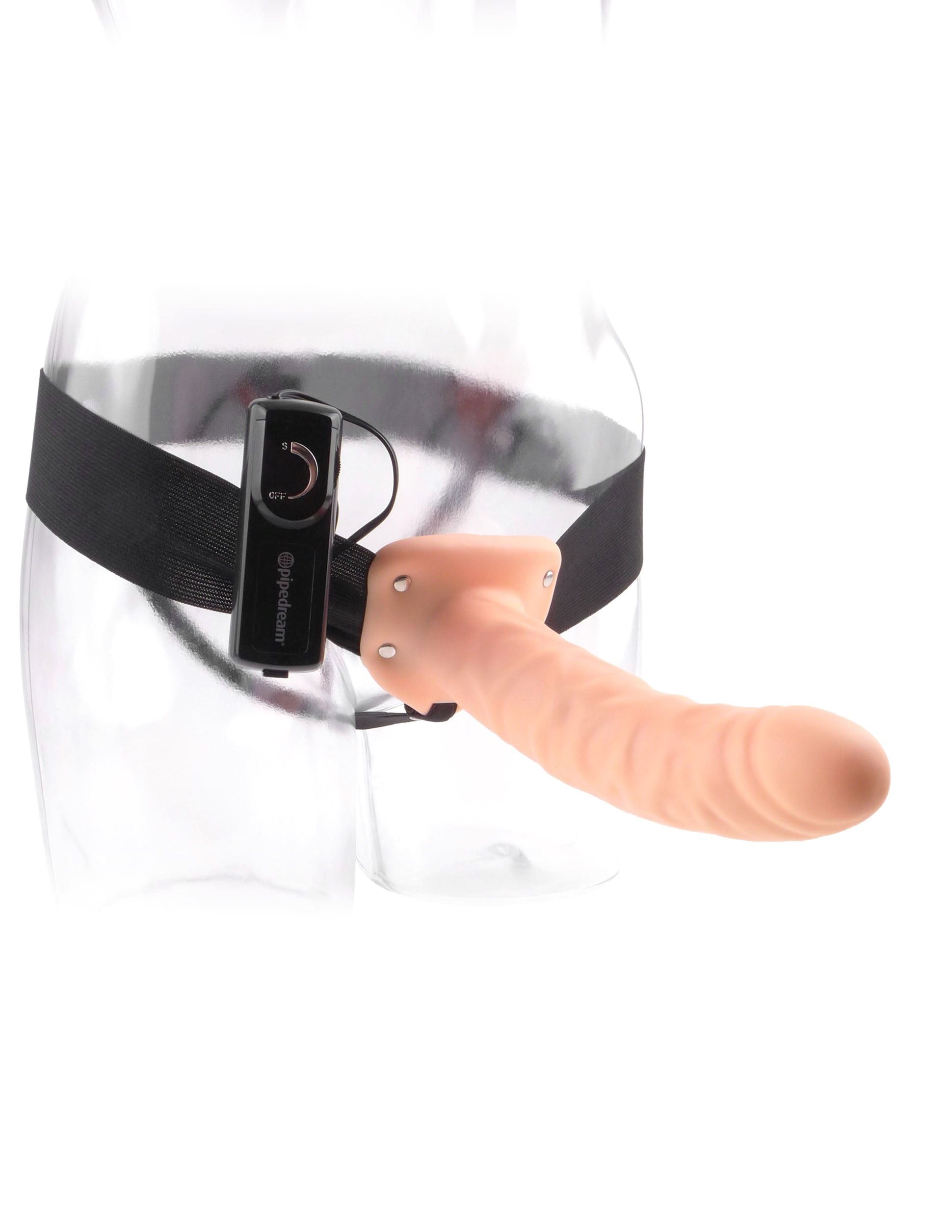 FETISH FANTASY 8IN HOLLOW STRAP ON FLESH VIBRATING