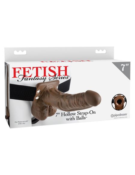 Fetish Fantasy 7" Hollow Strap-On With Balls – Brown