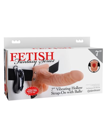 Fetish Fantasy 7" Vibrating Hollow Strap-On With Balls – Flesh
