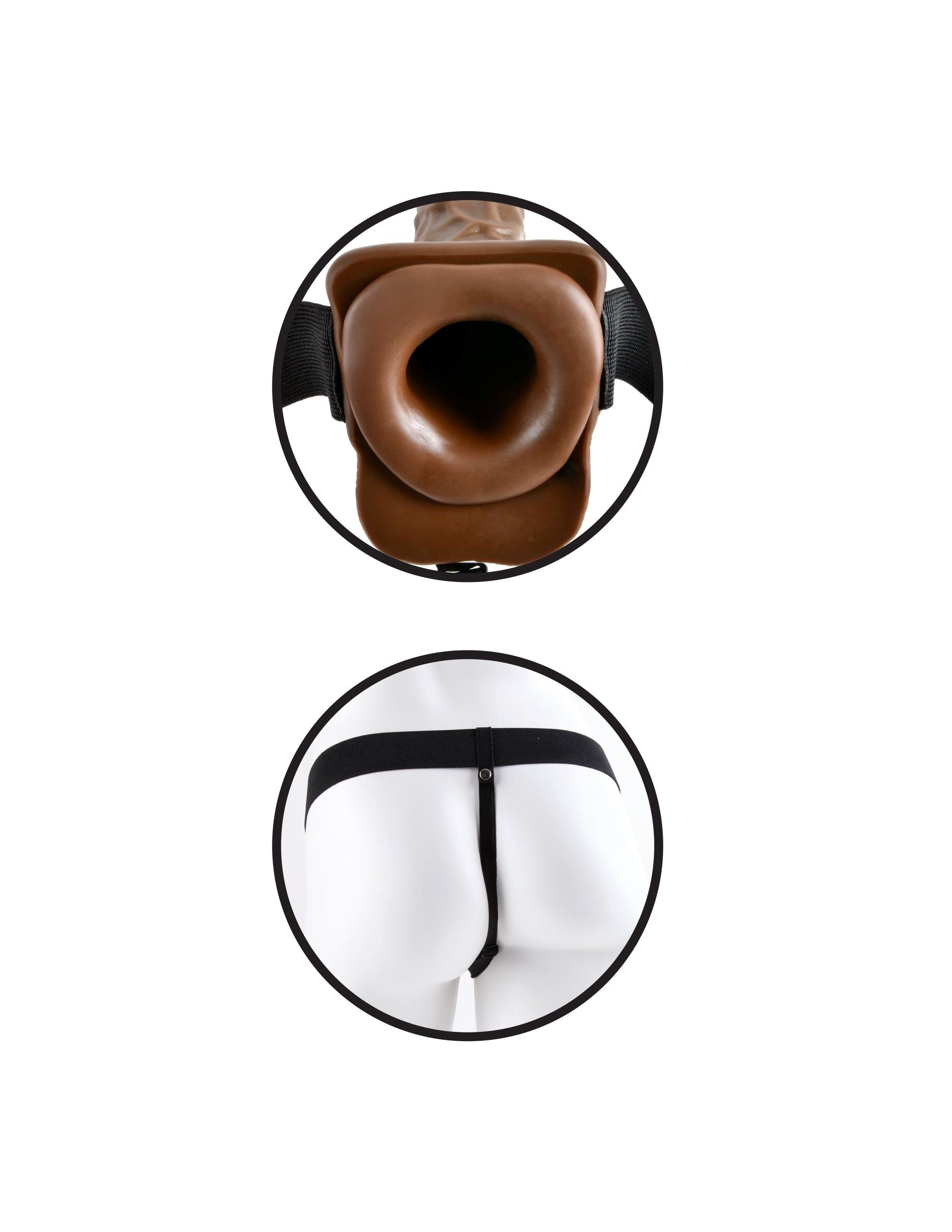 FETISH FANTASY HOLLOW STRAP ON W/BALL 7 VIBRATING BROWN "