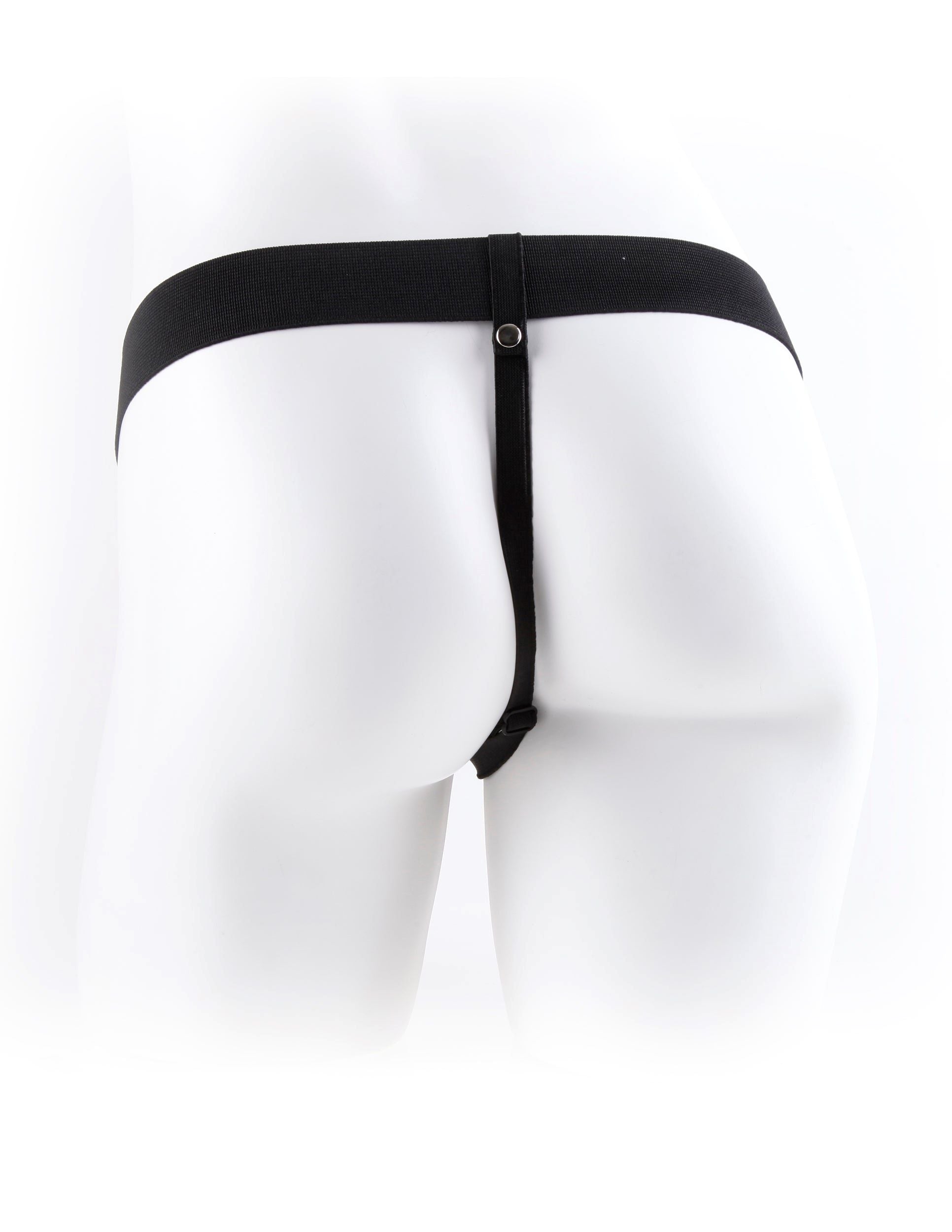 FETISH FANTASY 9 VIBRATING HOLLOW STRAP ON W/BALLS FLESH "
