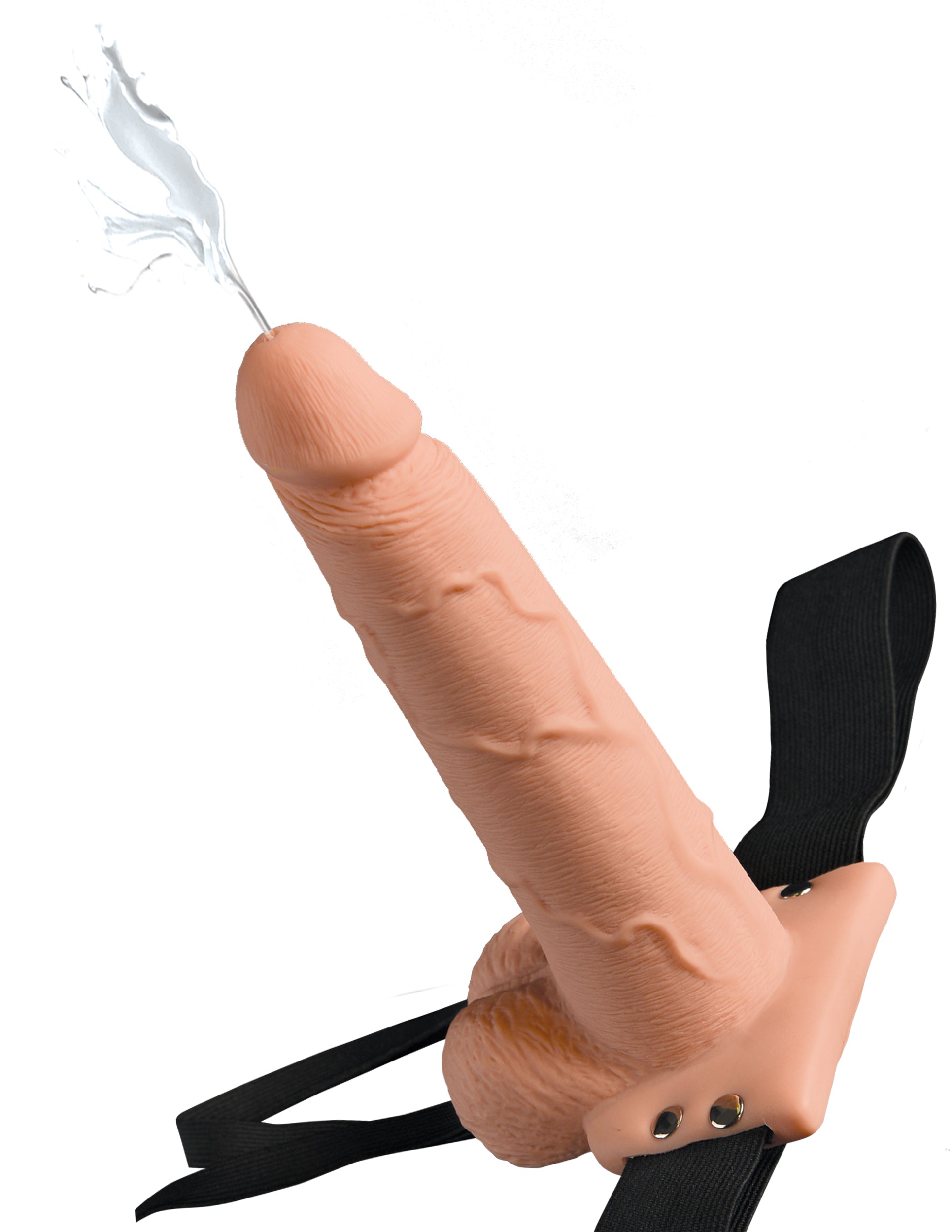 FETISH FANTASY 7.5 IN HOLLOW SQUIRTING STRAP-ON W/ BALLS FLESH