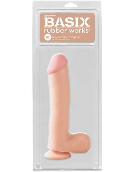 Basix Rubber Works 10" Dong with Suction Cup – Flesh
