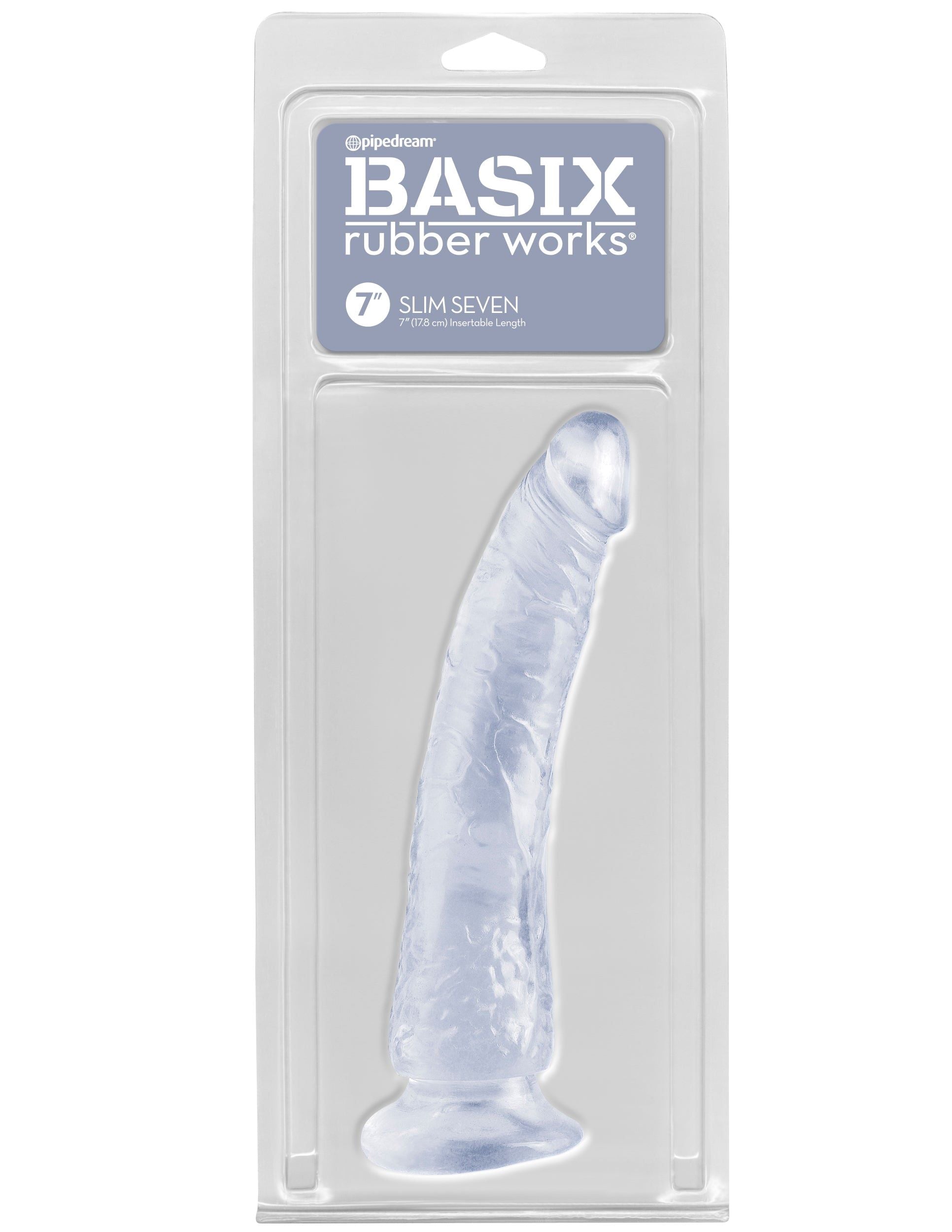 Basix Rubber Works Slim Dong 7" with Suction Cup – Clear
