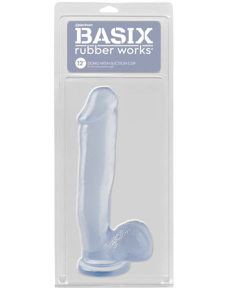Basix Rubber Works 12" Dong with Suction – Clear