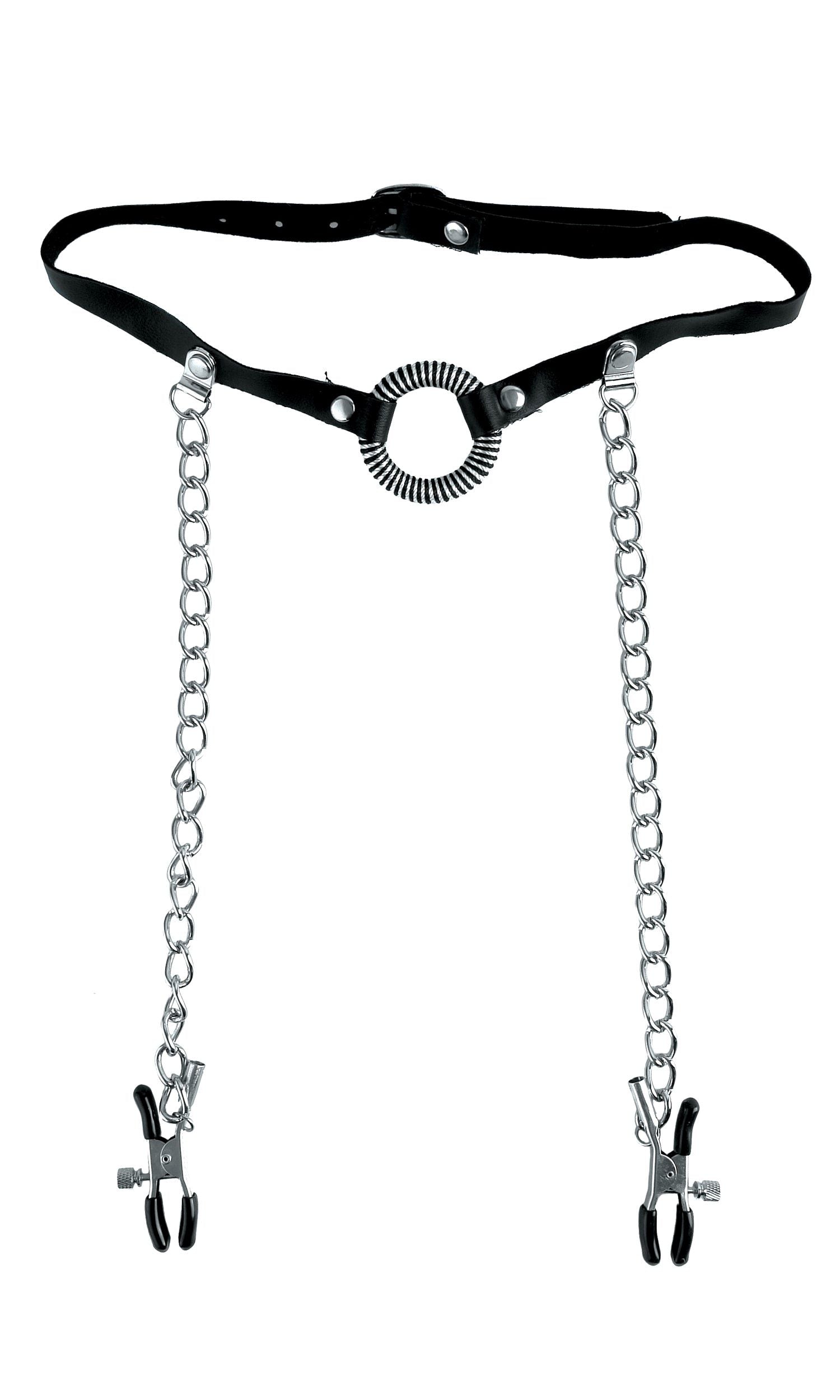 FETISH FANTASY LIMITED EDITION O RING BALL GAG & NIPPL