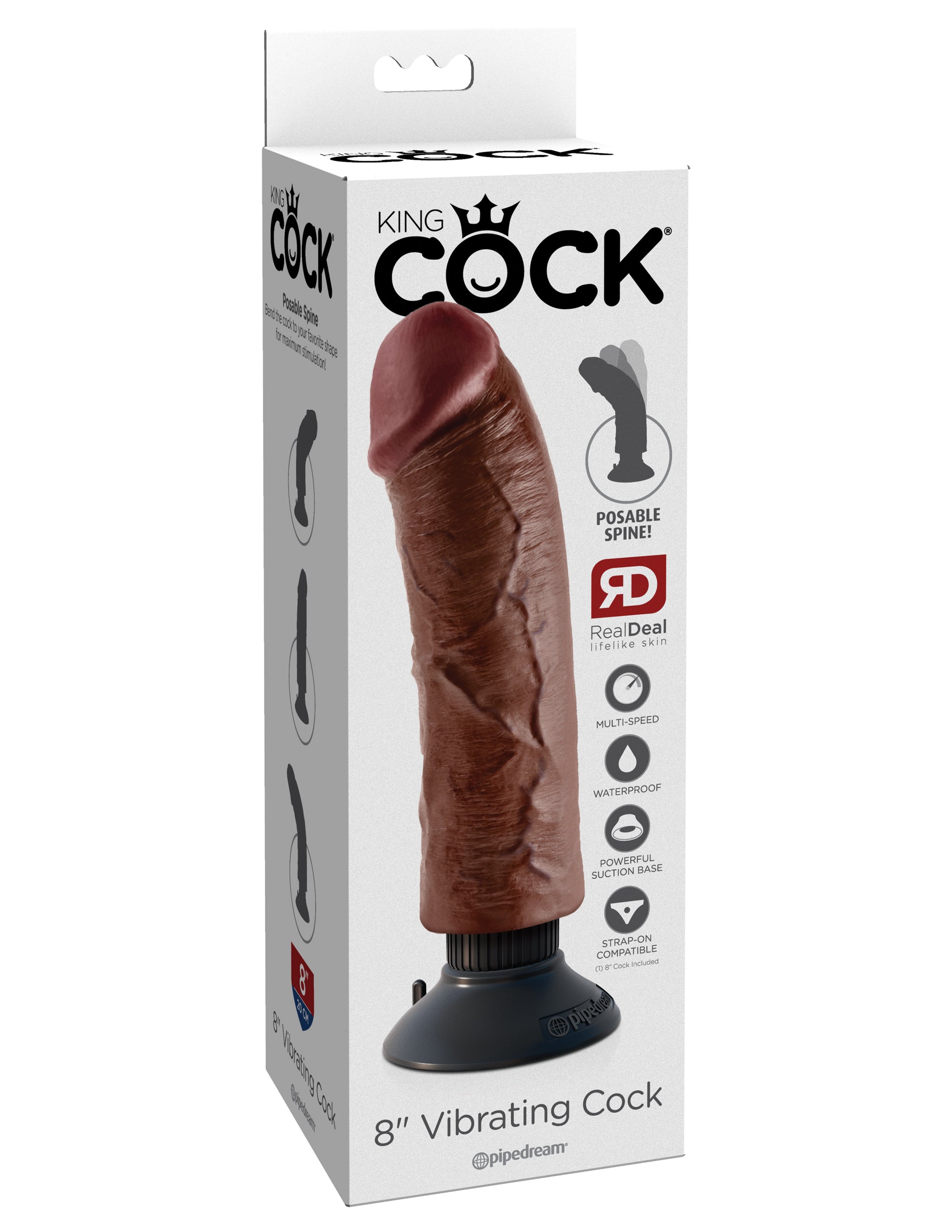 King Cock 8" Cock – Brown, Vibrating