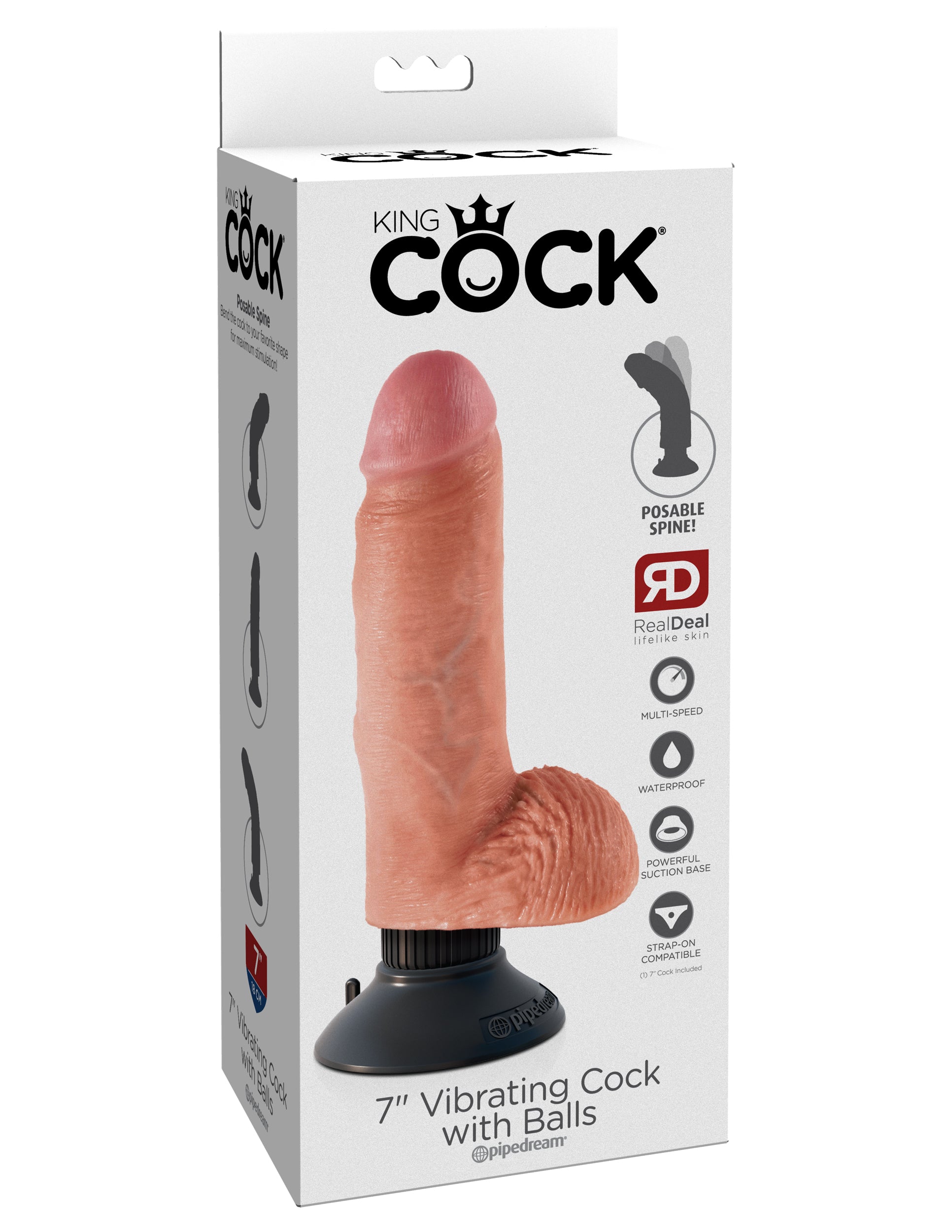 KING COCK 7 IN COCK W/BALLS FLESH VIBRATING