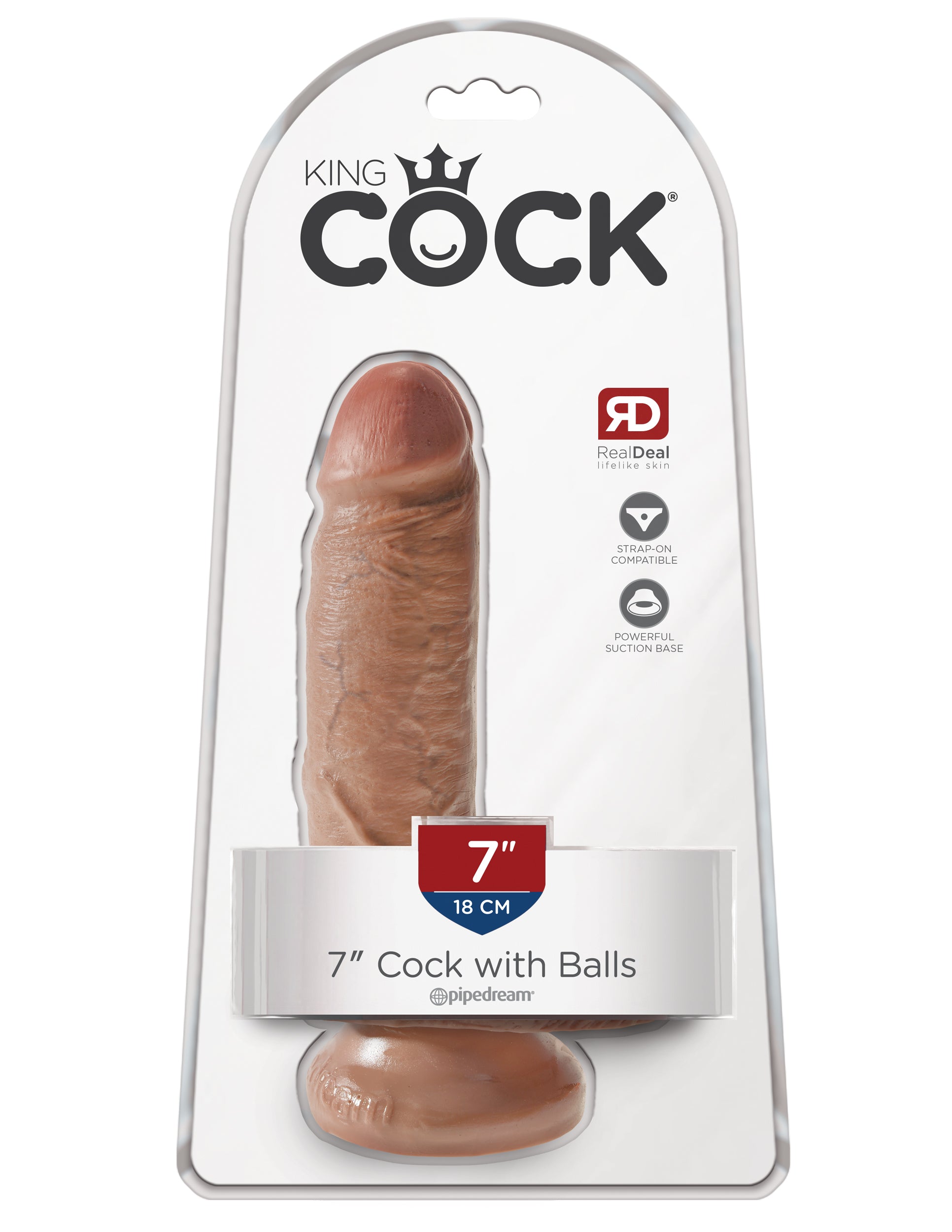 King Cock 7" Cock with Balls – Tan