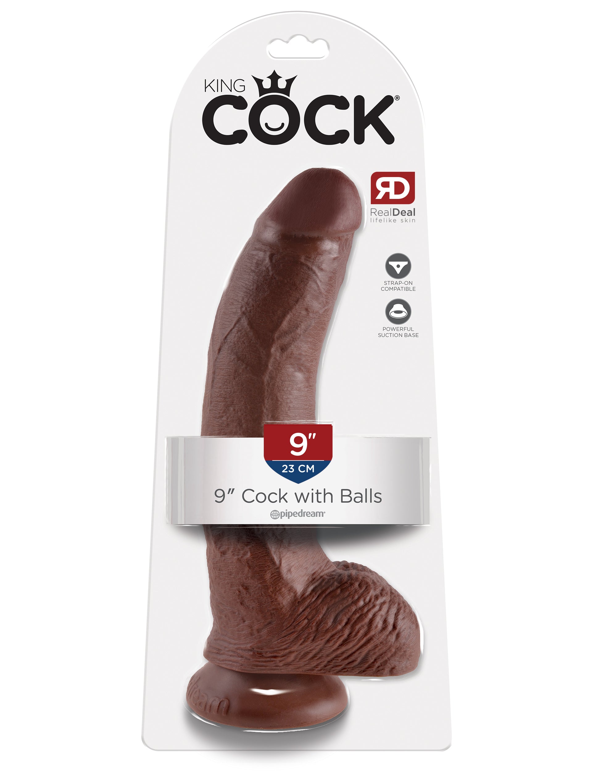 King Cock 9" Cock With Balls – Brown