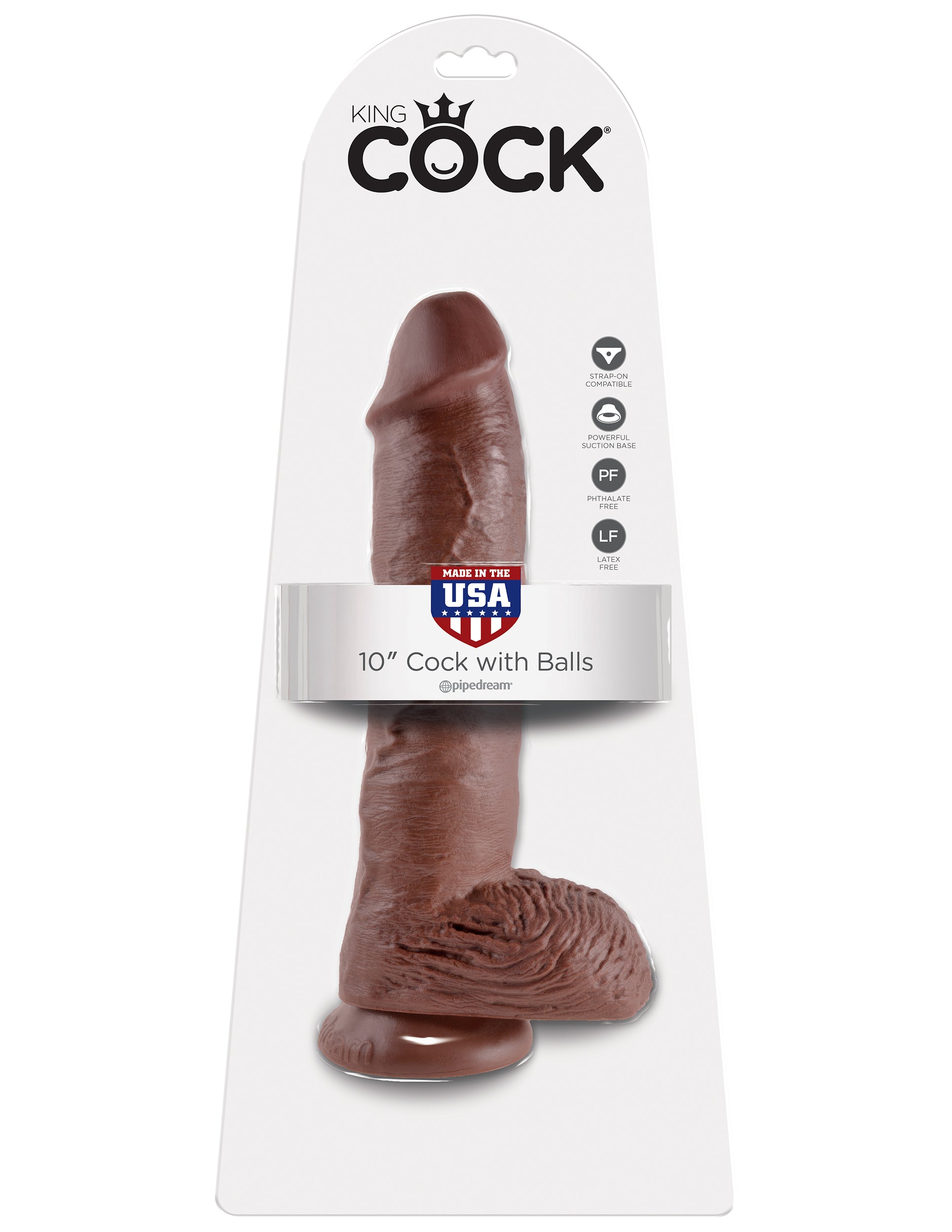 King Cock 10" Cock With Balls – Brown