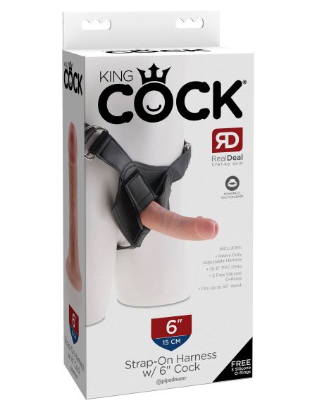 King Cock Strap-On Harness with 6" Cock – Light