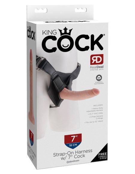 King Cock Strap-On Harness with 7" Cock – Light