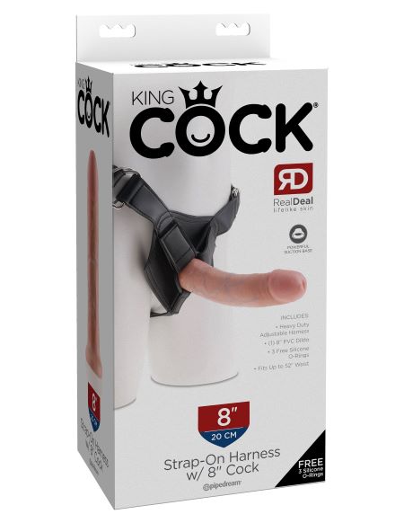 King Cock Strap-On Harness with 8" Cock – Light