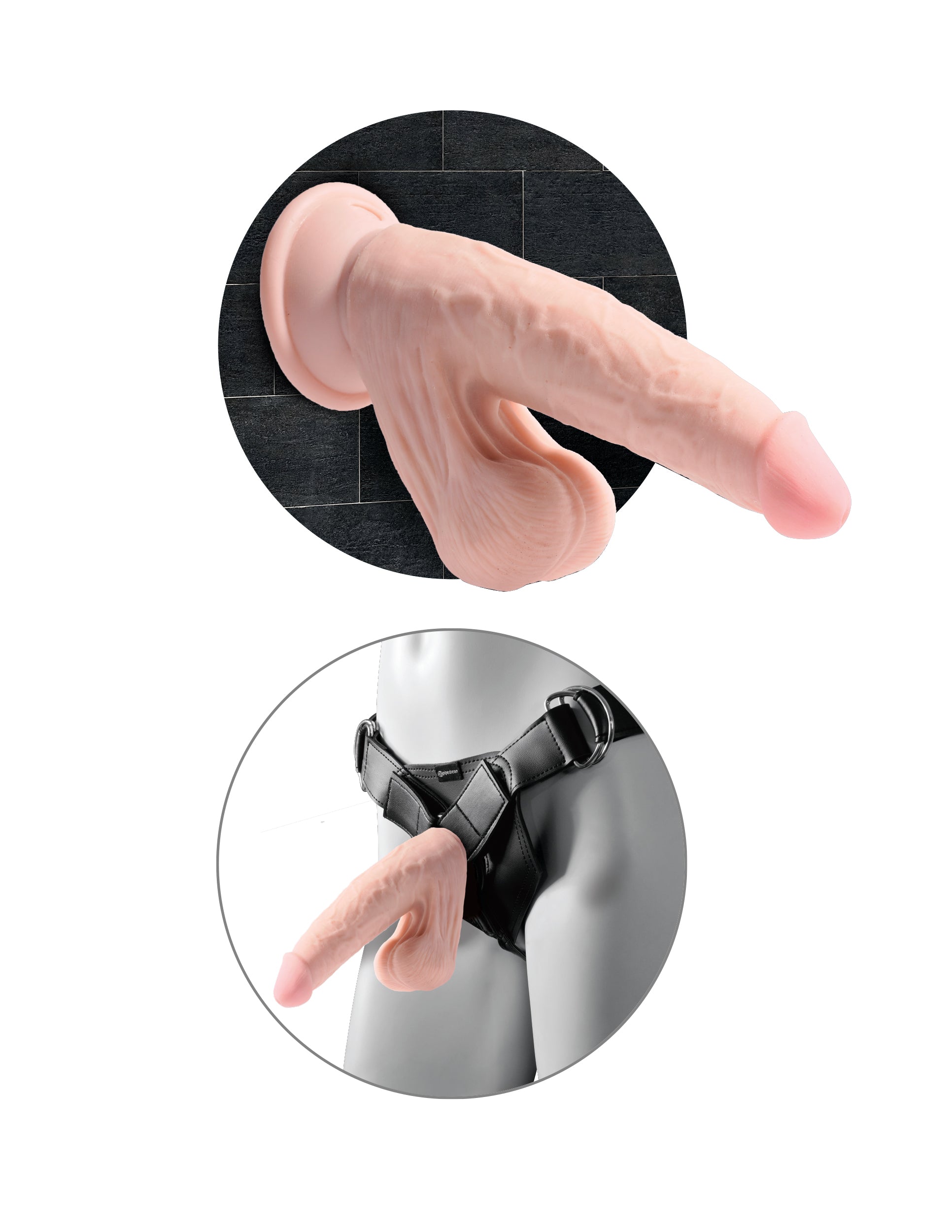 KING COCK PLUS 7 IN TRIPLE DENSITY COCK W/ SWINGING BALLS LIGHT
