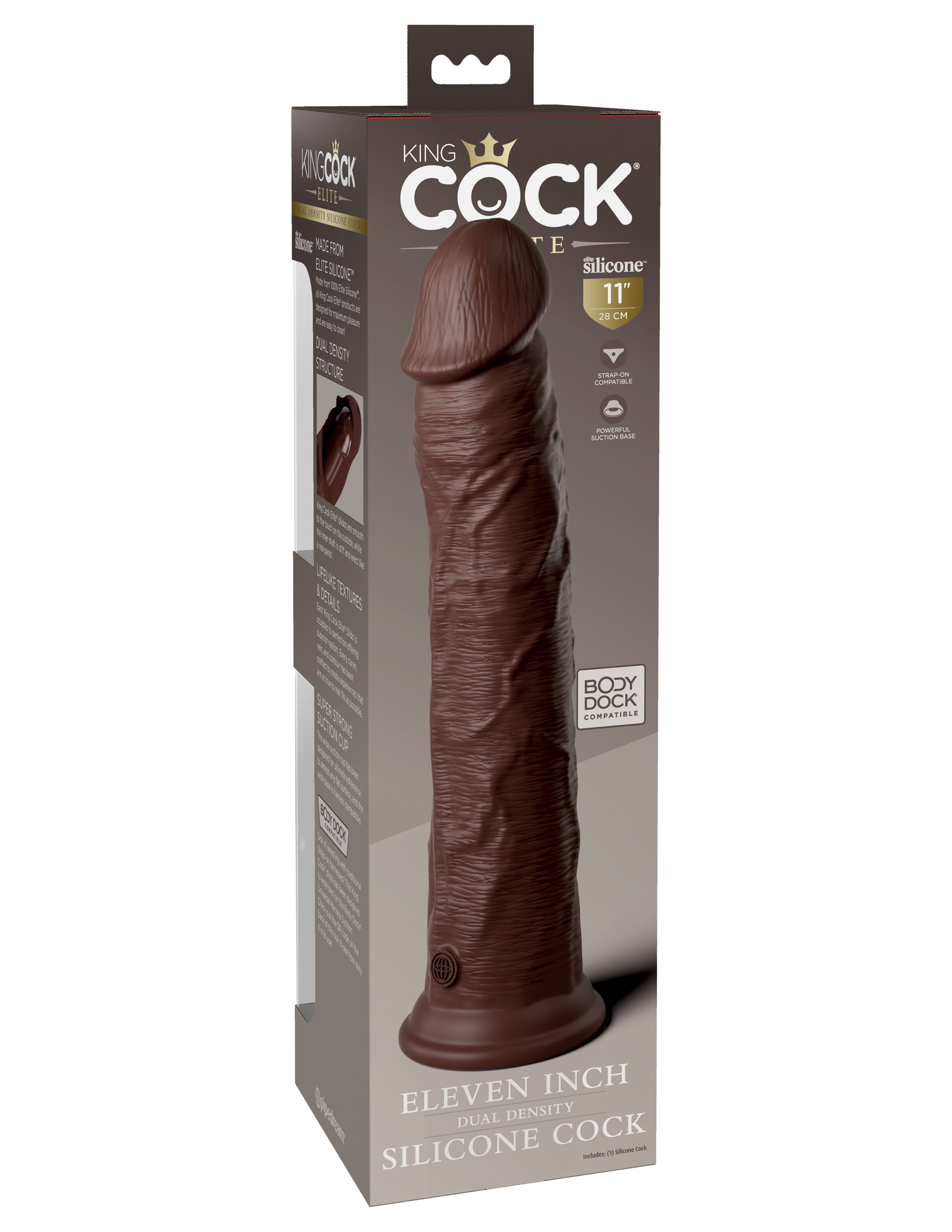 King Cock Elite 11" Dual Density – Brown
