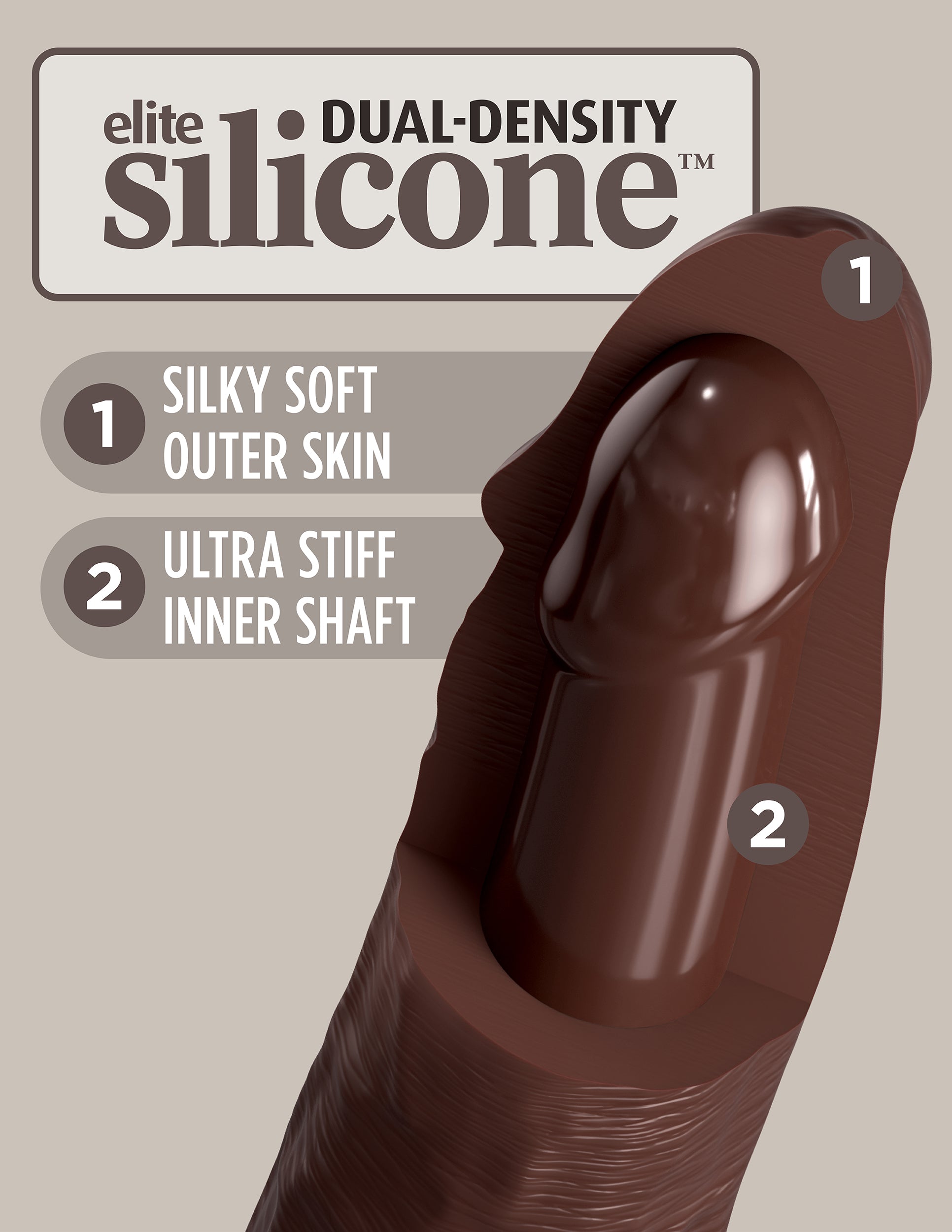 King Cock Elite 11" Dual Density – Brown