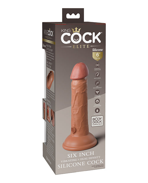 King Cock Elite 6" Vibrating Dual Density – Tan