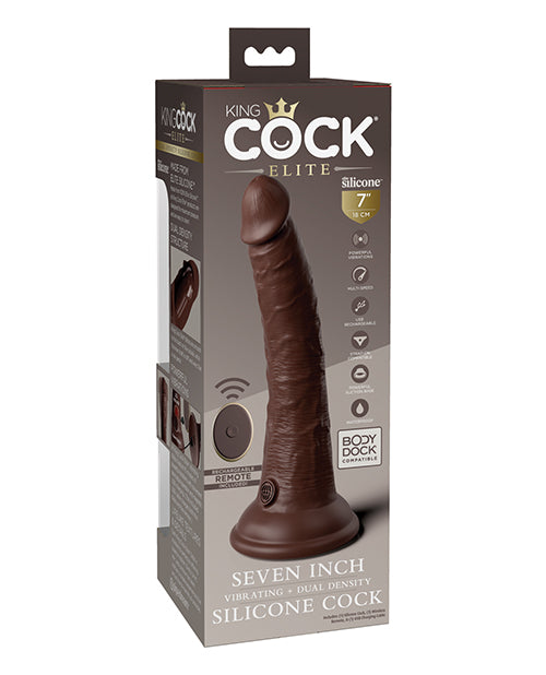 King Cock Elite 7" Vibrating Dual Density – Brown