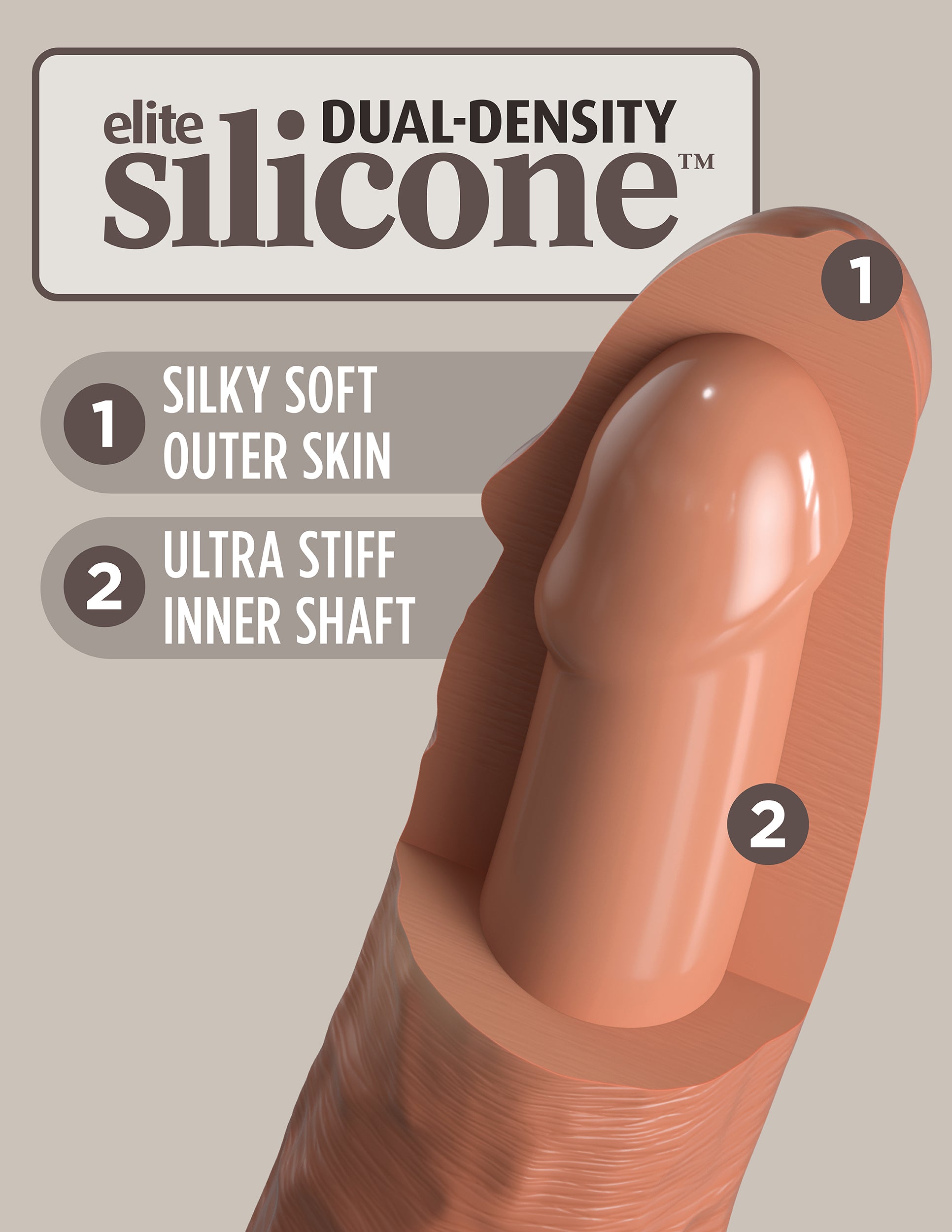 King Cock Elite 8" Vibrating Dual Density – Tan