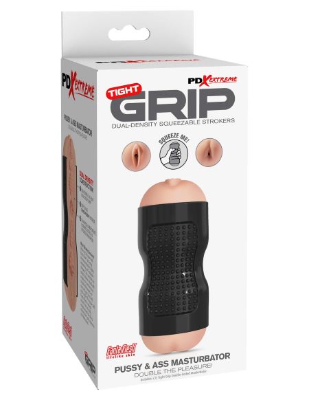 PDX EXTREME TIGHT GRIP PUSSY & ASS MASTURBATOR BLACK/LIGHT