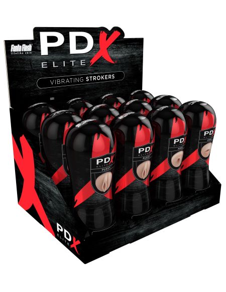 PDX ELITE VIBRATING STROKER 12PC DISPLAY