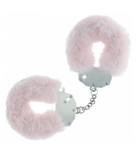 OUCH! HEAVY DUTY FLUFFY HANDCUFFS - POWDER PINK