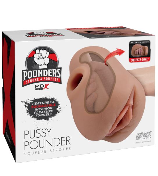 PDX Plus Pussy Pounder Squeeze Stroker – Brown