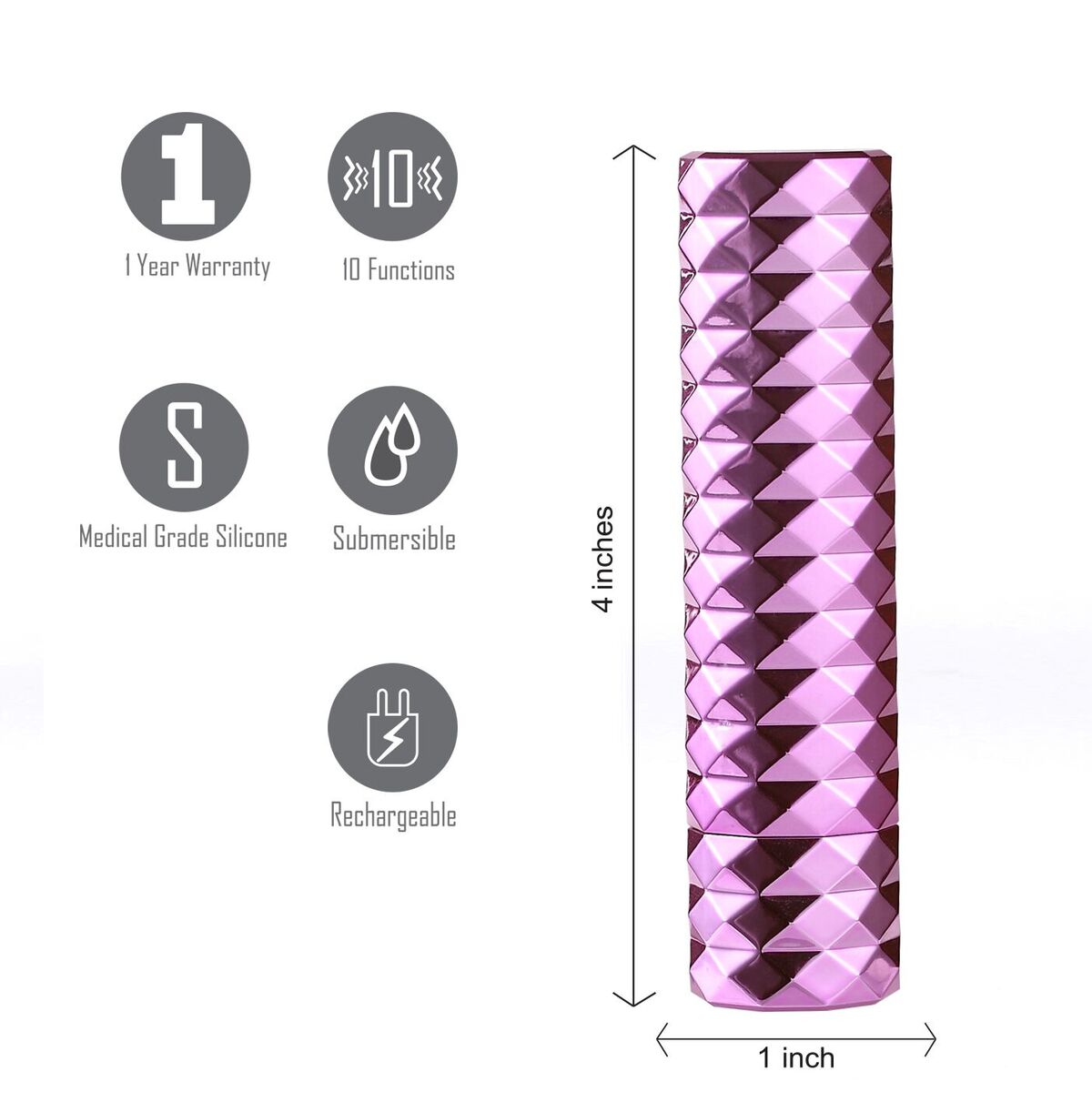 ROXIE MAIA CRYSTAL GEM LIPSTICK VIBRATOR PINK