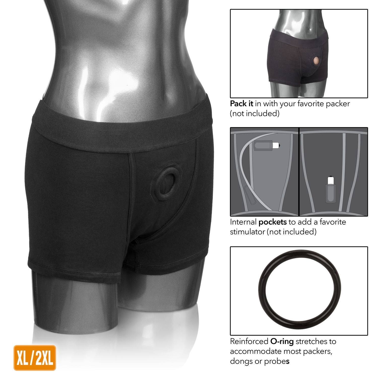 Packer Gear Black Boxer Brief Harness – XL/2XL