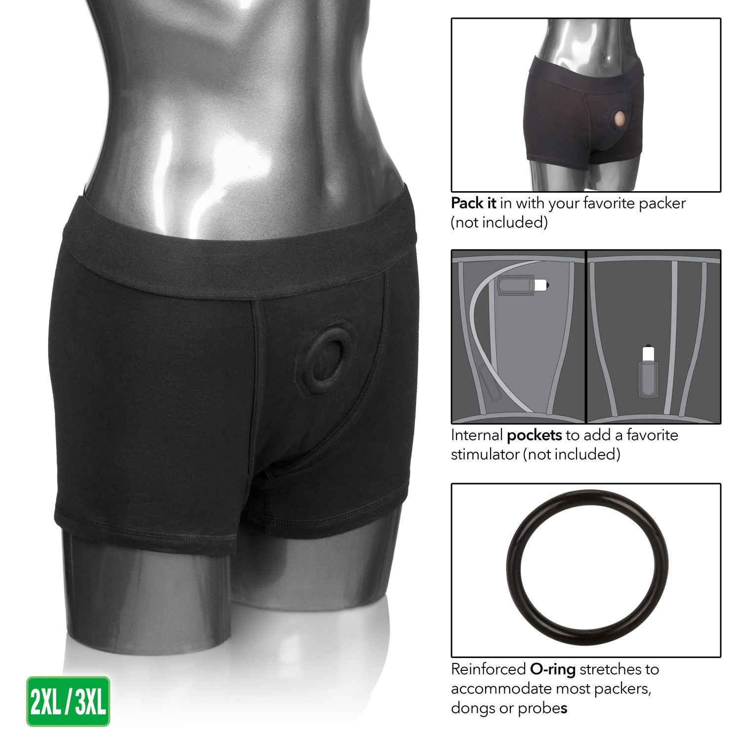 Packer Gear Black Boxer Brief Harness – 2XL/3XL